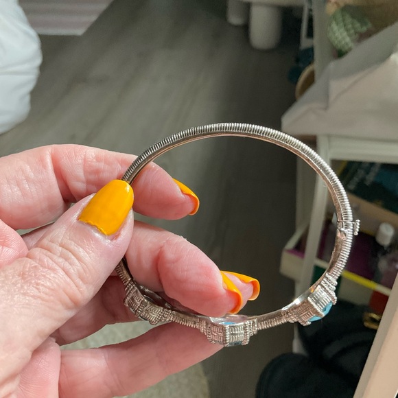 Judith Ripka Couture Collection. Reduced! 🎁 Triple Stone Hinged Bracelet. 6.25" - Picture 3 of 3